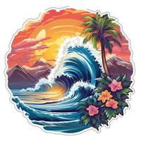 colorful tropical splash tshirt design tattoo sticker clipart wave miami paraside photo