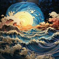 swirl wave ocean layered paper illustration splash fantasy paint liquid graphic artwork photo