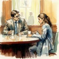 sketch talking drawing sitting person vintage speed drawing watercolor pastel illustration photo