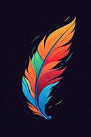 feather neon logo icon tattoo emblem clipart illustration element vector clear cut esp png photo