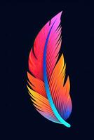 feather neon logo icon tattoo emblem clipart illustration element vector clear cut esp png photo