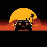 DeLorean car back to the future minimalistic art illustration wallpaper poster movie photo