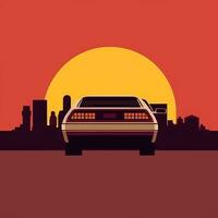 delorean coche espalda a el futuro minimalista Arte ilustración fondo de pantalla póster película foto