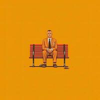 forest gamp minimalistic art illustration wallpaper poster movie sitting man photo