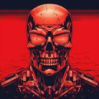 robot terminator portrait logo tattoo poster pixel art illustration voxel graphic photo