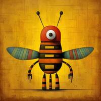 bee cubism art oil painting abstract geometric funny doodle illustration poster tatoo photo