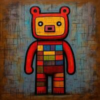 teddy bear cubism art oil painting abstract geometric funny doodle illustration poster tatoo photo