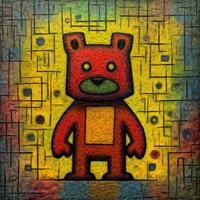 teddy bear cubism art oil painting abstract geometric funny doodle illustration poster tatoo photo