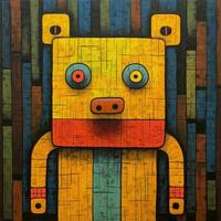 teddy bear cubism art oil painting abstract geometric funny doodle illustration poster tatoo photo