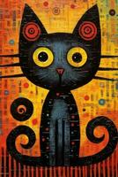 cat kitty cubism art oil painting abstract geometric funny doodle illustration poster tatoo photo