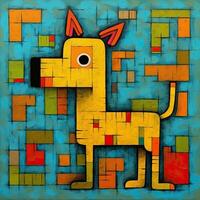 dog puppy cubism art oil painting abstract geometric funny doodle illustration poster tatoo photo