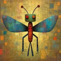 dragonfly cubism art oil painting abstract geometric funny doodle illustration poster tatoo photo