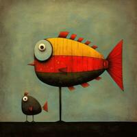 fish piranha cubism art oil painting abstract geometric funny doodle illustration poster tatoo photo