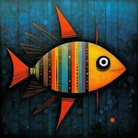 fish piranha cubism art oil painting abstract geometric funny doodle illustration poster tatoo photo