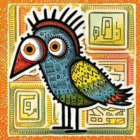 parrot ara cubism art oil painting abstract geometric funny doodle illustration poster tatoo photo