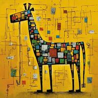 giraffe cubism art oil painting abstract geometric funny doodle illustration poster tatoo photo