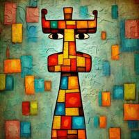 giraffe cubism art oil painting abstract geometric funny doodle illustration poster tatoo photo