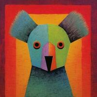 koala cubism art oil painting abstract geometric funny doodle illustration poster tatoo photo