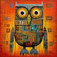 eagle owl cubism art oil painting abstract geometric funny doodle illustration poster tatoo photo