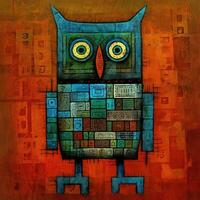 eagle owl cubism art oil painting abstract geometric funny doodle illustration poster tatoo photo