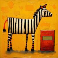 zebra horse cubism art oil painting abstract geometric funny doodle illustration poster tatoo photo