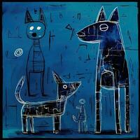 dogs expressive children animal illustration painting scrapbook hand drawn artwork cute cartoon photo