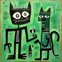 cats expressive children animal illustration painting scrapbook hand drawn artwork cute cartoon photo