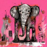 elefante expresivo niños animal ilustración pintura álbum de recortes dibujado obra de arte linda dibujos animados foto