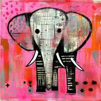 elephant expressive children animal illustration painting scrapbook drawn artwork cute cartoon photo