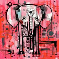 elephant expressive children animal illustration painting scrapbook drawn artwork cute cartoon photo