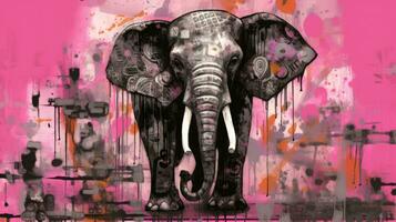 elefante expresivo niños animal ilustración pintura álbum de recortes dibujado obra de arte linda dibujos animados foto