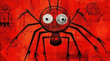 araña expresivo niños ilustración pintura álbum de recortes mano dibujado obra de arte linda dibujos animados foto