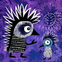 hedgehog expressive children illustration painting scrapbook hand drawn artwork cute cartoon photo