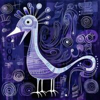 peacock expressive children animal illustration painting scrapbook hand drawn artwork cute cartoon photo