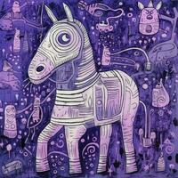 horse unicorn expressive children illustration painting scrapbook drawn artwork cute cartoon photo