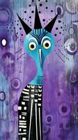 peacock expressive children animal illustration painting scrapbook hand drawn artwork cute cartoon photo