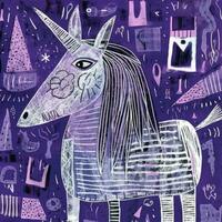 horse unicorn expressive children illustration painting scrapbook drawn artwork cute cartoon photo