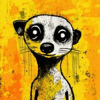 marmot meerkat expressive children illustration painting scrapbook drawn artwork cute cartoon photo