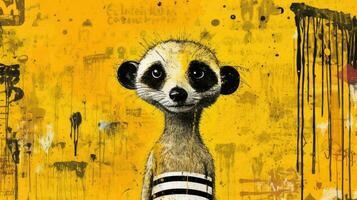 marmot meerkat expressive children illustration painting scrapbook drawn artwork cute cartoon photo