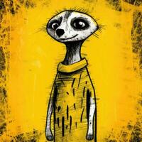 marmot meerkat expressive children illustration painting scrapbook drawn artwork cute cartoon photo