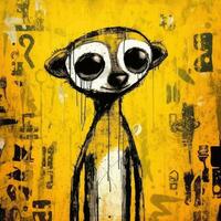 marmot meerkat expressive children illustration painting scrapbook drawn artwork cute cartoon photo