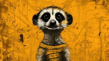 marmot meerkat expressive children illustration painting scrapbook drawn artwork cute cartoon photo