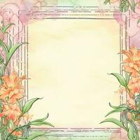 scrapbook gentle watercolor illustration hand drawn pastel romantic print border frame wedding photo