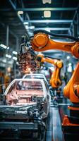 robot arm assembly machine factory workshop sparks photo manufacturing automated production