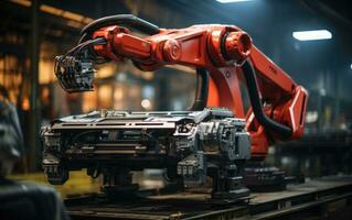 robot arm assembly machine factory workshop sparks photo manufacturing automated production
