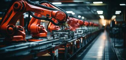 robot arm assembly machine factory workshop sparks photo manufacturing automated production