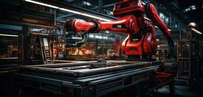 robot arm assembly machine factory workshop sparks photo manufacturing automated production