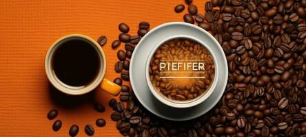 coffee cup beans banner free space text mockup fast food top view professional phonography photo