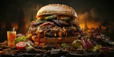 big burger cheese professional studio food photography social media elegant fabric modern ad photo