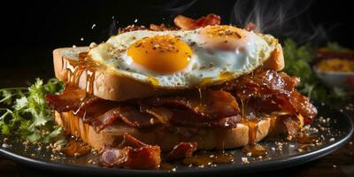 toast egg bacon professional studio food photography social media elegant fabric modern ad photo